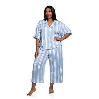 Plus Size Lilac+London 2 pc Print Knit Pajama Top & Pajama Bottoms Set