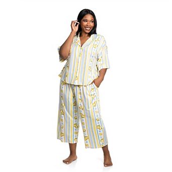 Plus Size Lilac+London 2 pc Print Knit Pajama Top & Pajama Bottoms Set