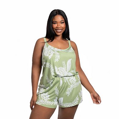 Plus Size Lilac+London Jersey 2-Piece Pajama Camisole & Pajama Shorts Set