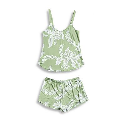 Plus Size Lilac+London Jersey 2-Piece Pajama Camisole & Pajama Shorts Set