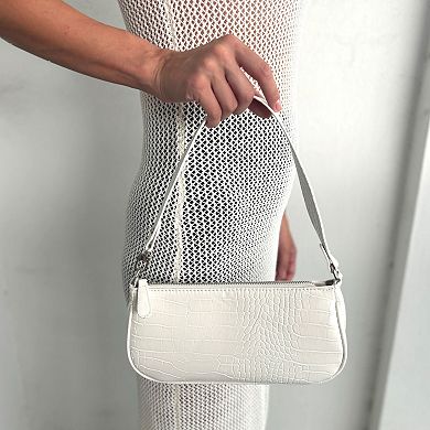 Adornia Embossed Shoulder Bag With Zip Closure