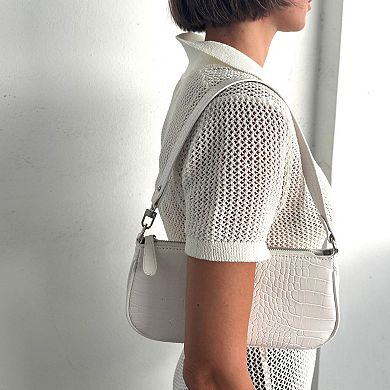 Adornia Embossed Shoulder Bag With Zip Closure