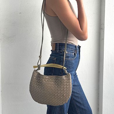Adornia Woven Gold Handle Shoulder Bag