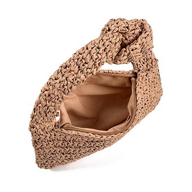 Adornia Natural Raffia Knot Crescent Bag