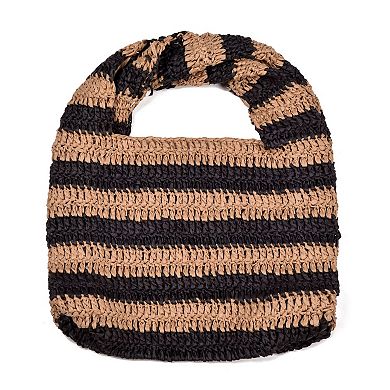 Adornia Striped Raffia Hobo Bag