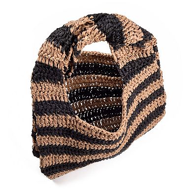 Adornia Striped Raffia Hobo Bag