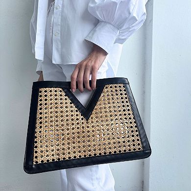 Adornia Rattan Kane Clutch Bag