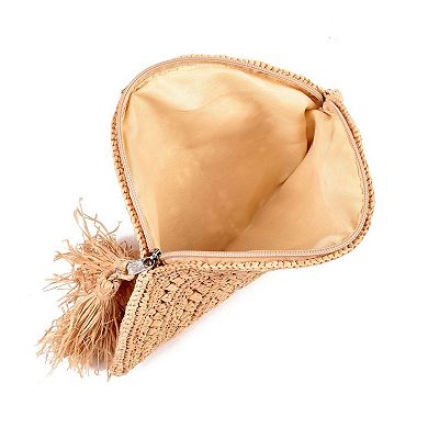 Adornia Raffia Moon Clutch
