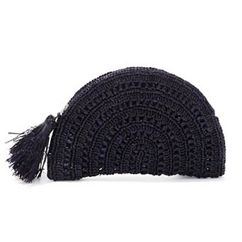 Adornia Raffia Moon Clutch