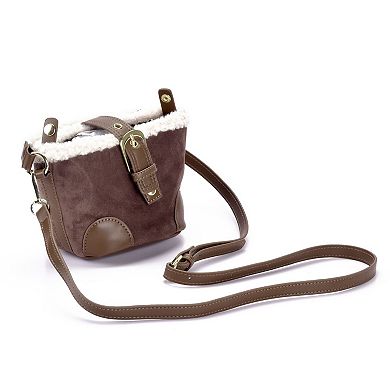 Adornia Belted Bucket Bag With Shearling Detail