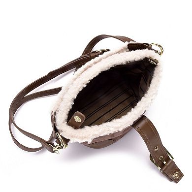 Adornia Belted Bucket Bag With Shearling Detail