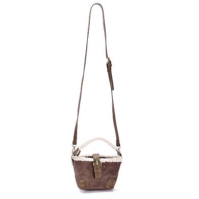 Adornia Belted Bucket Bag With Shearling Detail