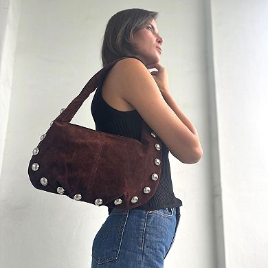 Adornia Studded Crescent Shoulder Bag