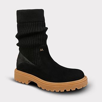 Mykos MARIA Women's Slip-On Ankle Boots with Ribbed Cuff and Lug Sole