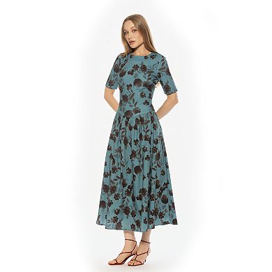 Women's ALEXIA ADMOR Rowan Crewneck Short Sleeve Midi Dress