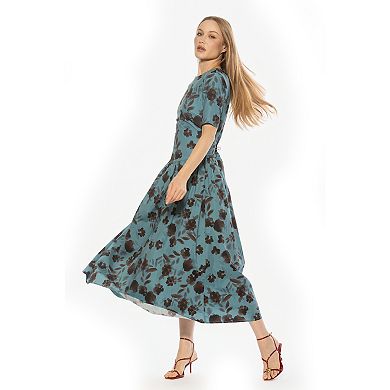 Women's ALEXIA ADMOR Rowan Crewneck Short Sleeve Midi Dress