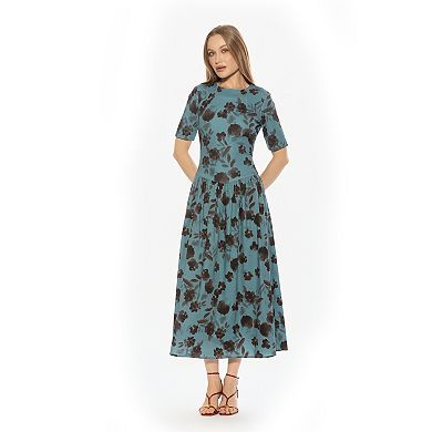 Women's ALEXIA ADMOR Rowan Crewneck Short Sleeve Midi Dress