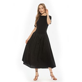 Women's ALEXIA ADMOR Rowan Crewneck Short Sleeve Midi Dress
