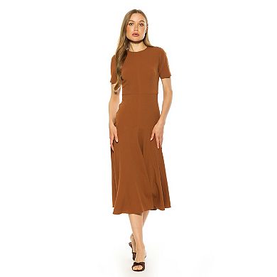 Women's ALEXIA ADMOR Lennox Crewneck Short Sleeve Flared Skirt Dress