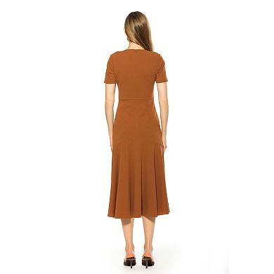 Women's ALEXIA ADMOR Lennox Crewneck Short Sleeve Flared Skirt Dress