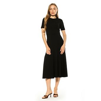 Women's ALEXIA ADMOR Lennox Crewneck Short Sleeve Flared Skirt Dress