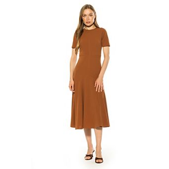 Women's ALEXIA ADMOR Lennox Crewneck Short Sleeve Flared Skirt Dress