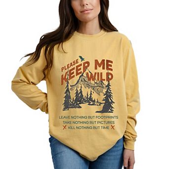 Simply Sage Market Please Keep Me Wild Garment Dyed Long Sleeve
