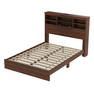 Merax 4PCS Bedroom Sets, Wooden Queen Size Bed Frame, 2 Nightstands and Dresser