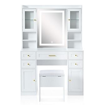 Merax 41.4" Makeup Vanity Desk with Mirror and Lights
