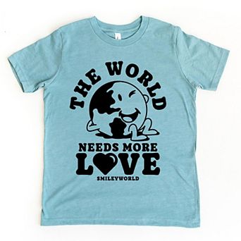 SmileyWorld The World Needs More Love - Youth Short Sleeve Graphic T-Shirt
