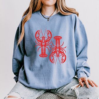 Two Lobsters - Womens Lightweight Garment Dyed Sweatshirt