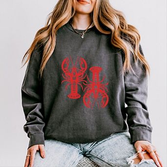 Two Lobsters - Womens Lightweight Garment Dyed Sweatshirt
