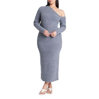 ELOQUII Women's Plus Size Off Shoulder Sweater Dress