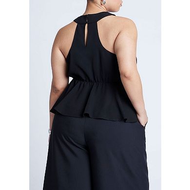 ELOQUII Women's Plus Size Halter Top With Peplum