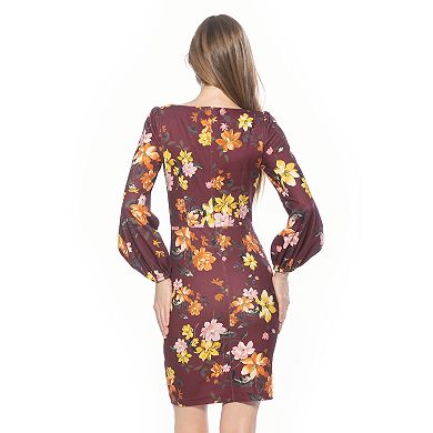 Women's ALEXIA ADMOR Boatneck Sheath Dress with Blouson Sleeves