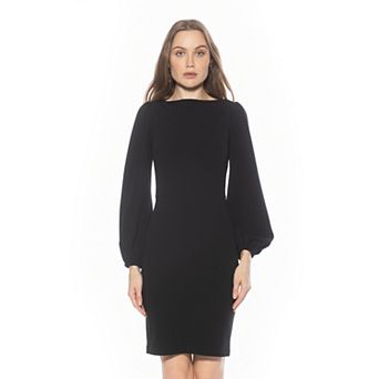 Women's ALEXIA ADMOR Boatneck Sheath Dress with Blouson Sleeves