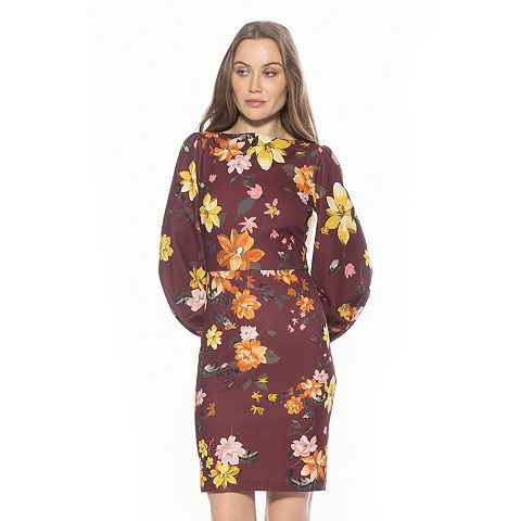 Женские платья ALEXIA Women's ALEXIA ADMOR Boatneck Sheath Dress with Blouson Sleeves