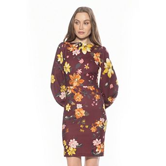 Women's ALEXIA ADMOR Boatneck Sheath Dress with Blouson Sleeves