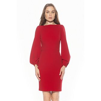 Women's ALEXIA ADMOR Boatneck Sheath Dress with Blouson Sleeves
