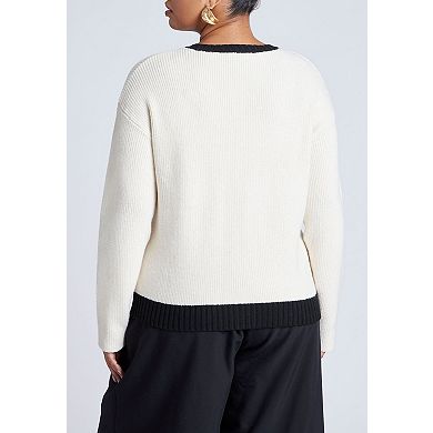 ELOQUII Women's Plus Size Contrast Placket Cardigan