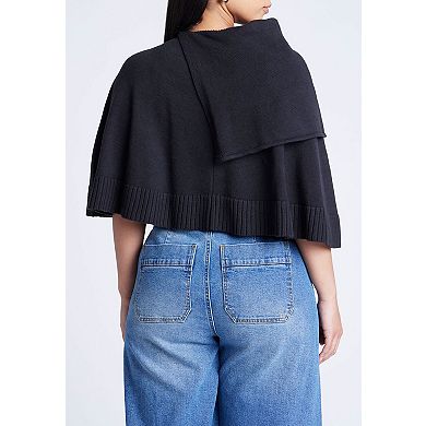ELOQUII Women's Plus Size Button Detail Sweater Poncho