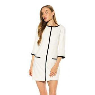 Women's ALEXIA ADMOR Liora Boatneck Shift Dress with Three-Quarter Sleeves