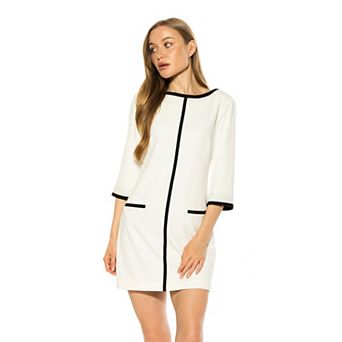 Women's ALEXIA ADMOR Liora Boatneck Shift Dress with Three-Quarter Sleeves