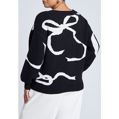ELOQUII Women's Plus Size Bow Print Cardigan