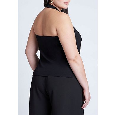 ELOQUII Women's Plus Size Asym Halter With Hardware Detail