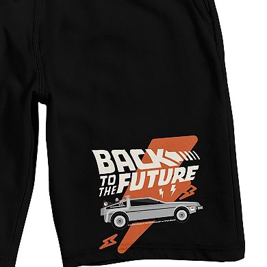Men's Back To The Future DeLorean & Thunderbolt Logo Pajama Shorts