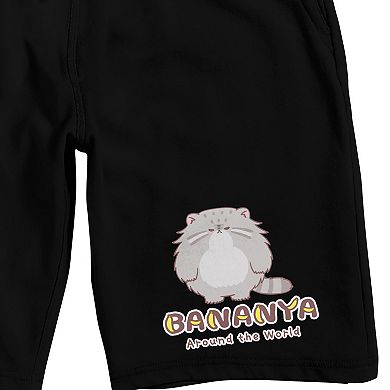 Men's Bananya Gray Cat Logo Pajama Shorts