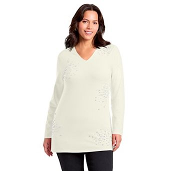 Avenue Women's Plus Size Embellished V-Neck Tunic