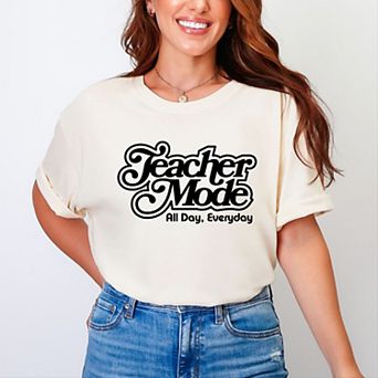 Teacher Mode Everyday - Women's Garment Dyed Graphic T-Shirt