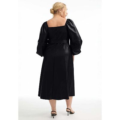 chinese dress ladies Plus Size Strapless Faux Leather Maxi Dress main image 0
